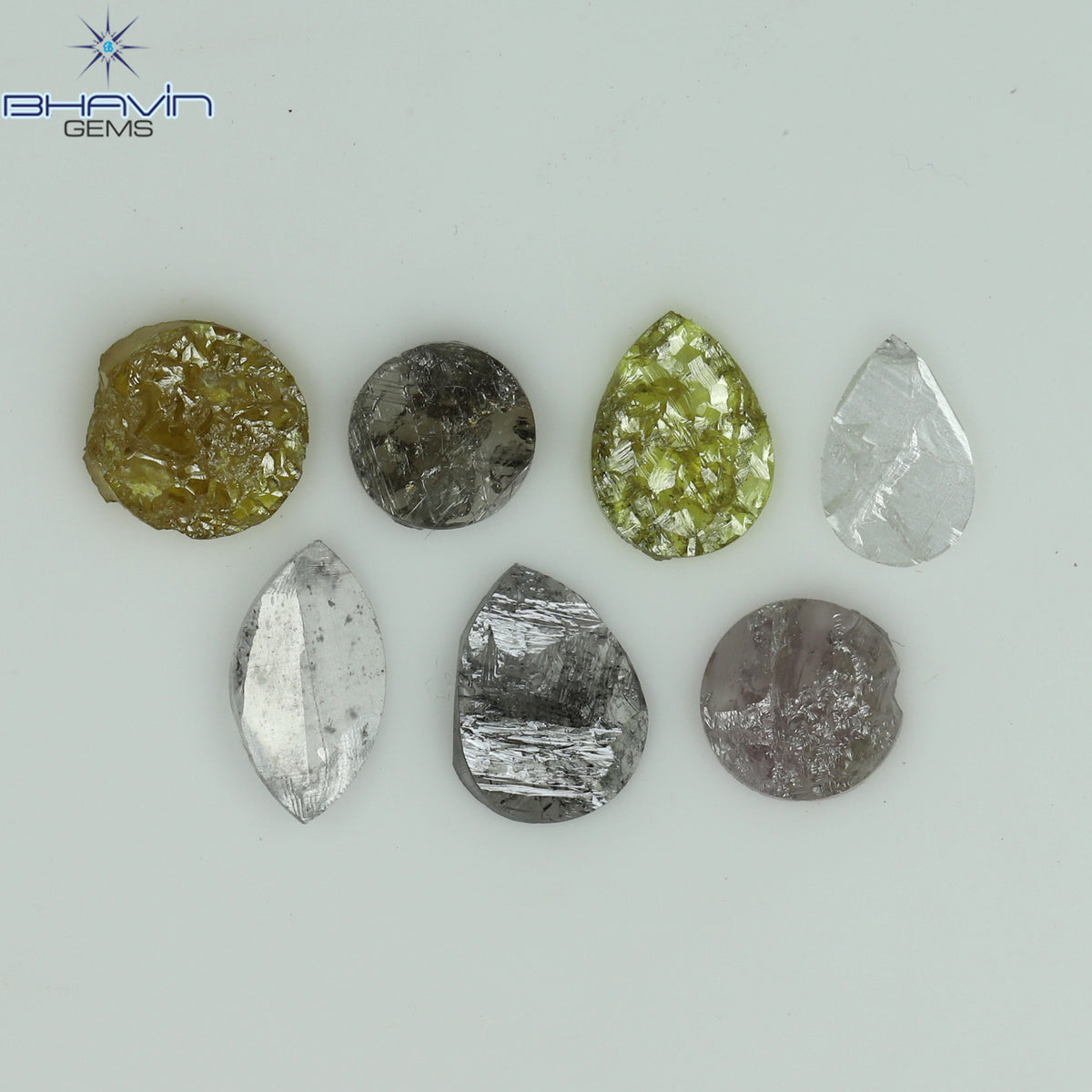 1.16 CT/7 Pcs Natural Uncut Diamond Mix Color Clarity I3 (5.93 MM)