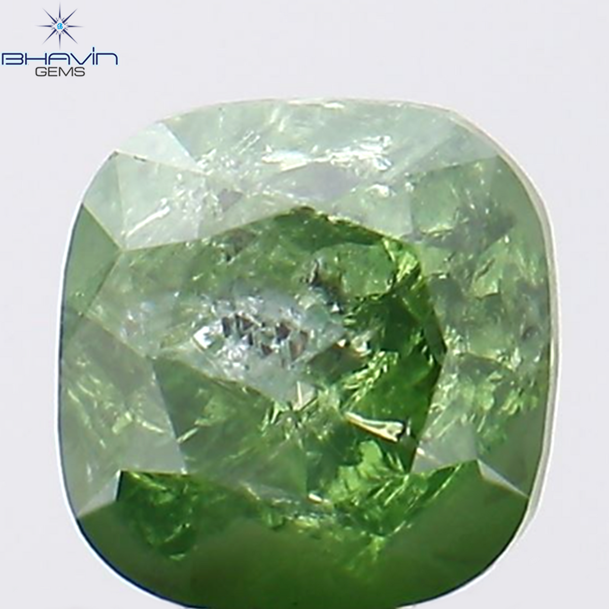 0.31 CT Natural Cushion Diamond Enhanced Green Color Clarity I3 (3.70 MM)