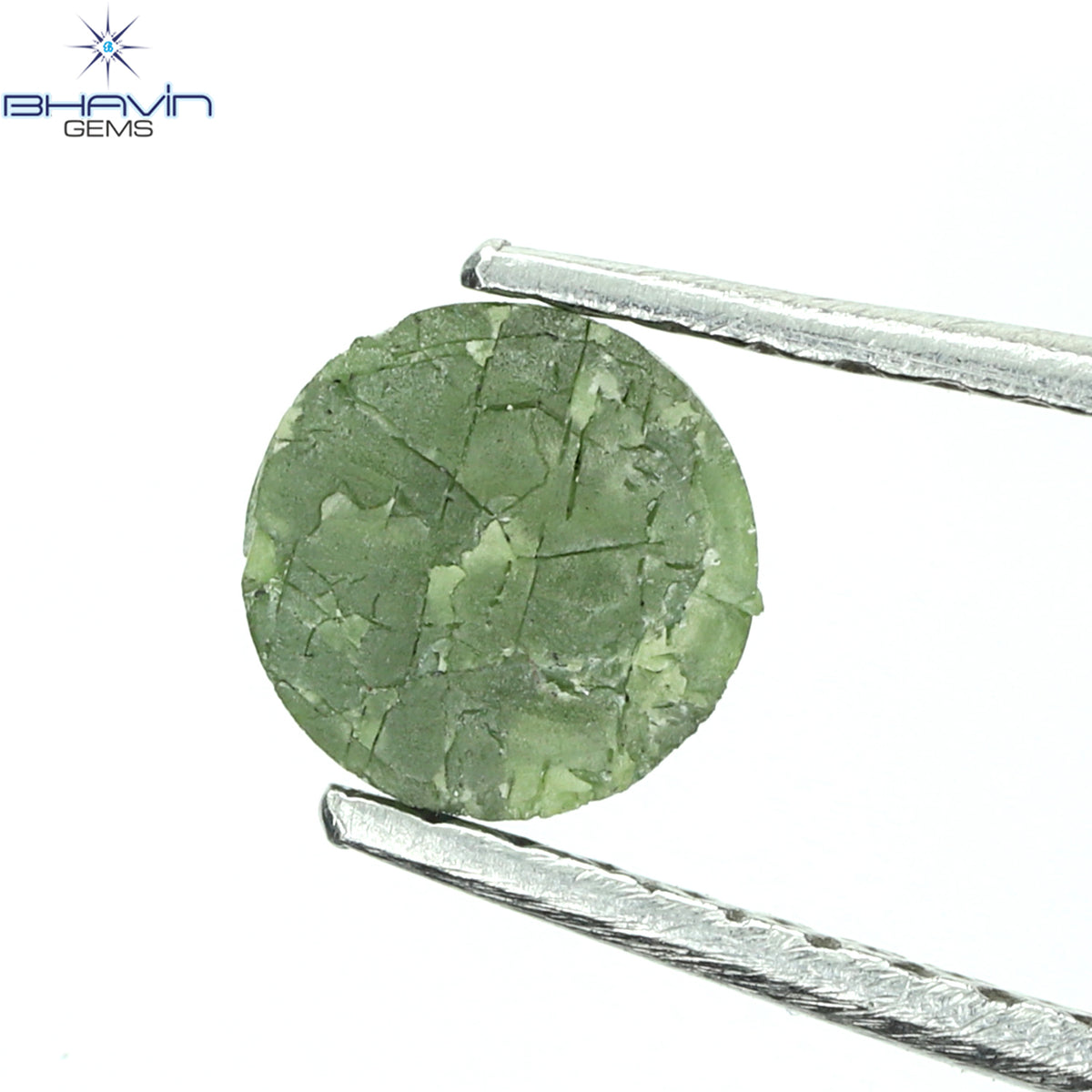 0.42 CT Natural Round Rough Diamond Enhanced Green Color Clarity I3 (5.00 MM)