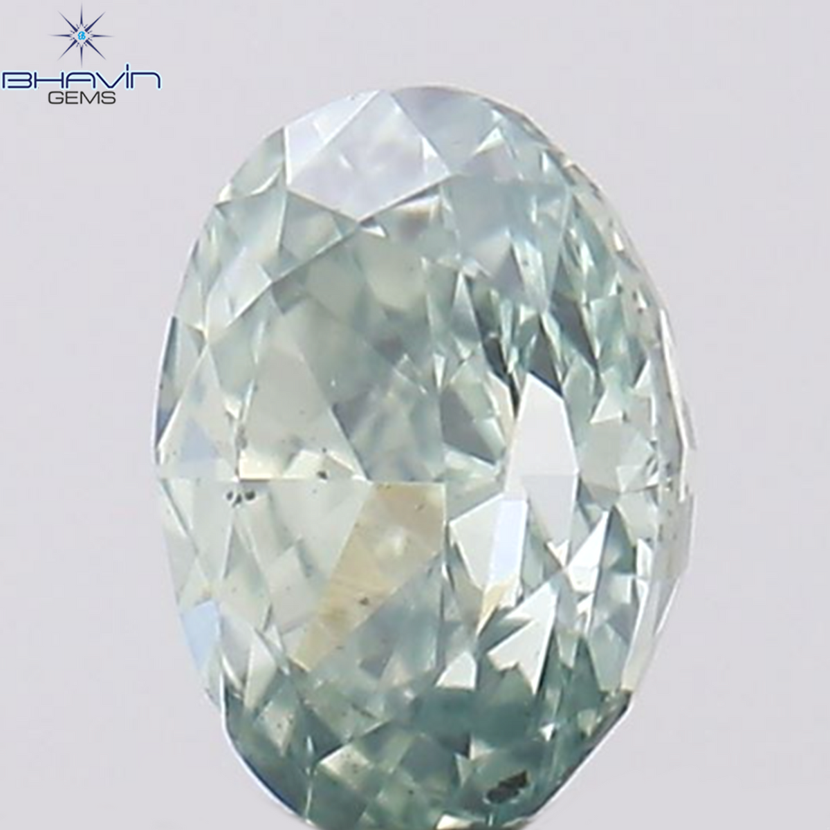 0.10 CT オーバルシェイプ ナチュラル ダイヤモンド ブルーイッシュ グリーン カラー VS1 クラリティ (3.57 MM)