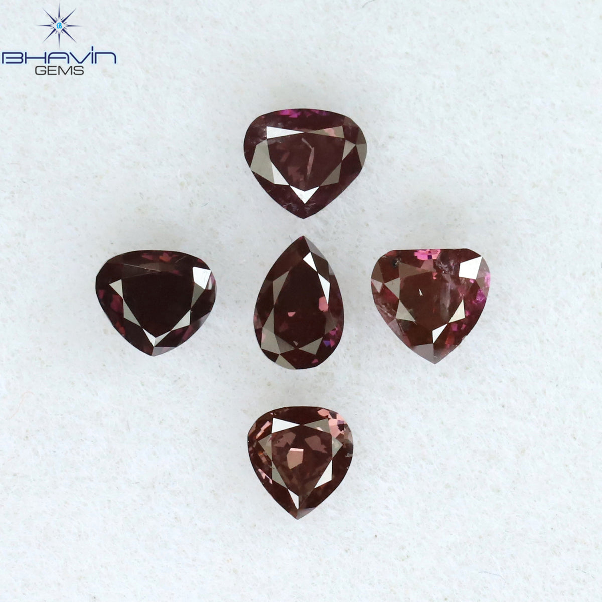 0.75 CT/5 Pcs Natural Mix Diamond Enhanced Pink Color Clarity SI2 (4.00 MM)