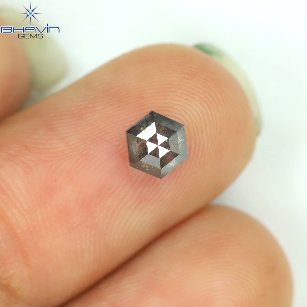 0.48 CT 六角形 天然ルース ダイヤモンド ソルト アンド ペッパー カラー I3 クラリティ (5.06 MM)