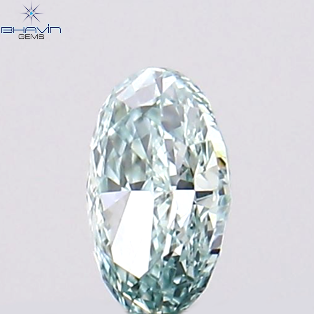 0.12 CT Natural Oval Diamond Enhanced Bluish Green Color Clarity VS1 (3.26 MM)