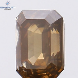 0.45 CT Emerald Shape Natural Diamond Brown Color I1 Clarity (4.65 MM)
