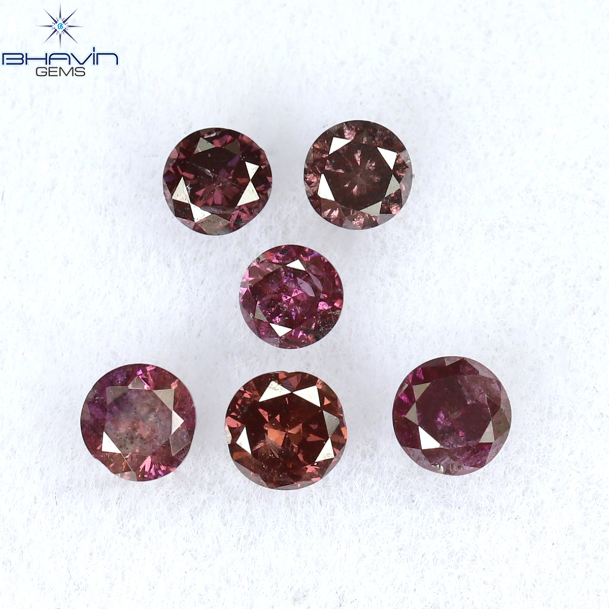 0.26 CT/6 Pcs Natural Round Diamond Enhanced Pink Color Clarity I1 (2.25 MM)