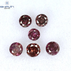 0.26 CT/6 Pcs Round Shape Natural Loose Diamond Pink Color I1 Clarity (2.25 MM)