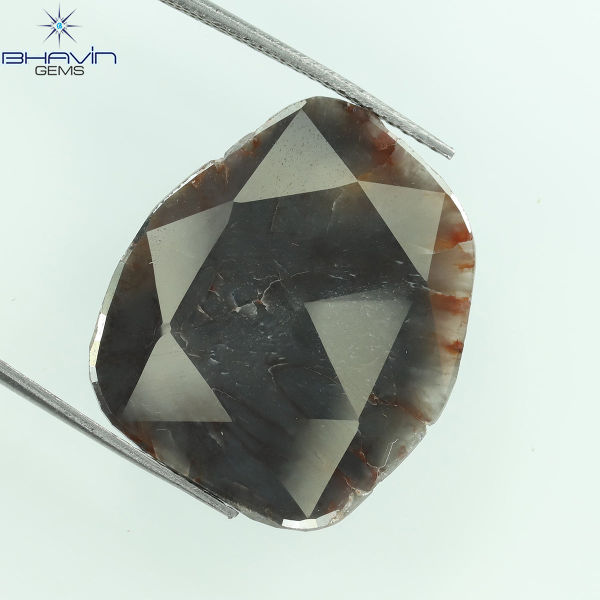 7.13 CT スライス形状 天然ダイヤモンド ブラウン グレー色 I3 クラリティ (22.00 MM)