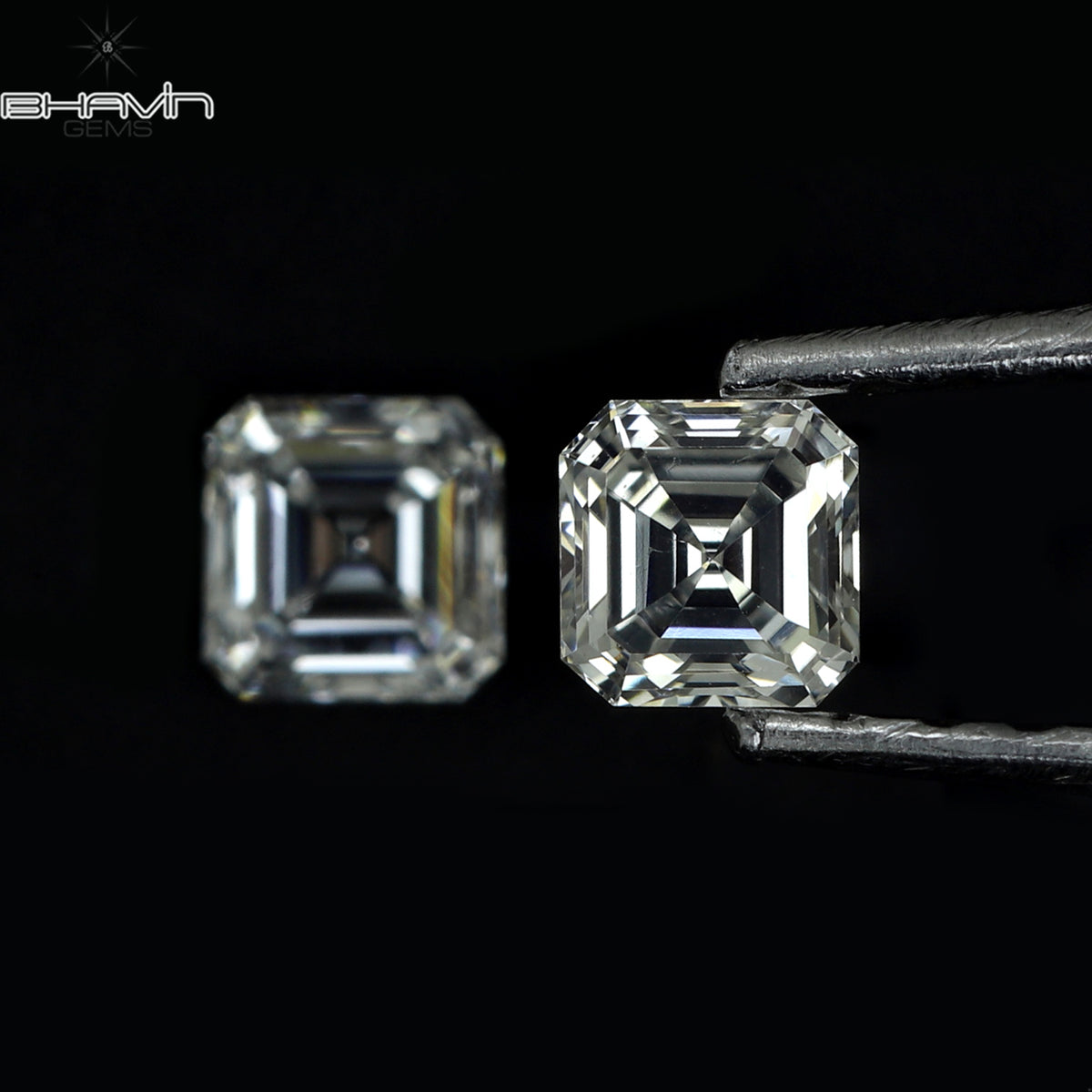 0.30 CT/2 Pcs Natural Asscher Diamond White (G+) Color Clarity VVS-VS (3.00 MM)