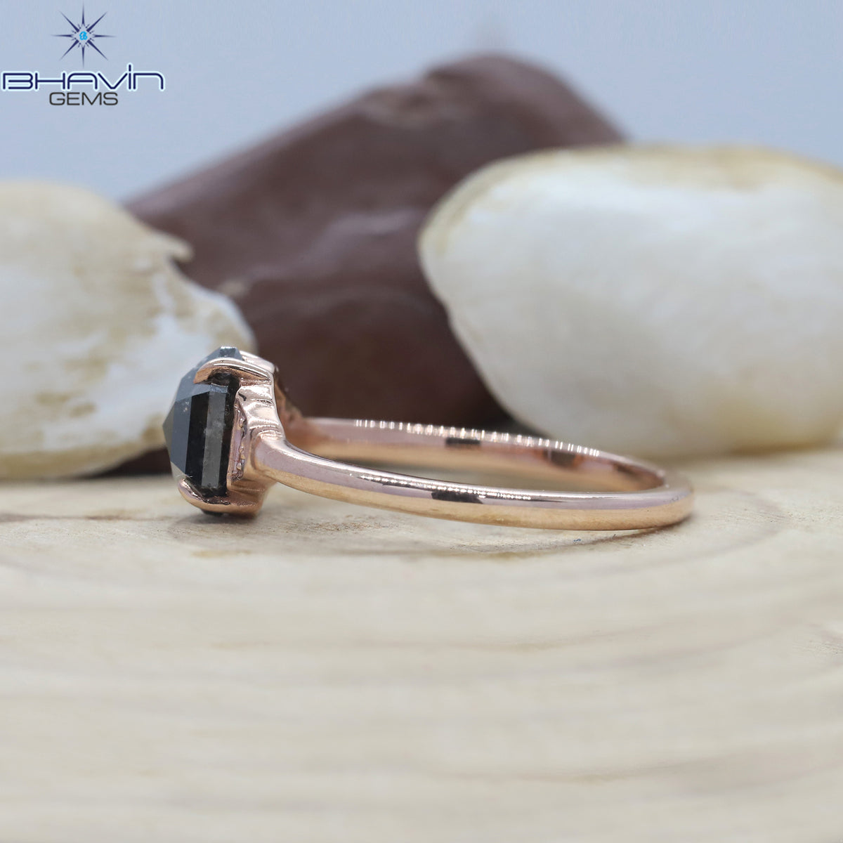 Hexagon Diamond Natural Diamond Ring Salt And Papper Diamond Gold Ring Engagement