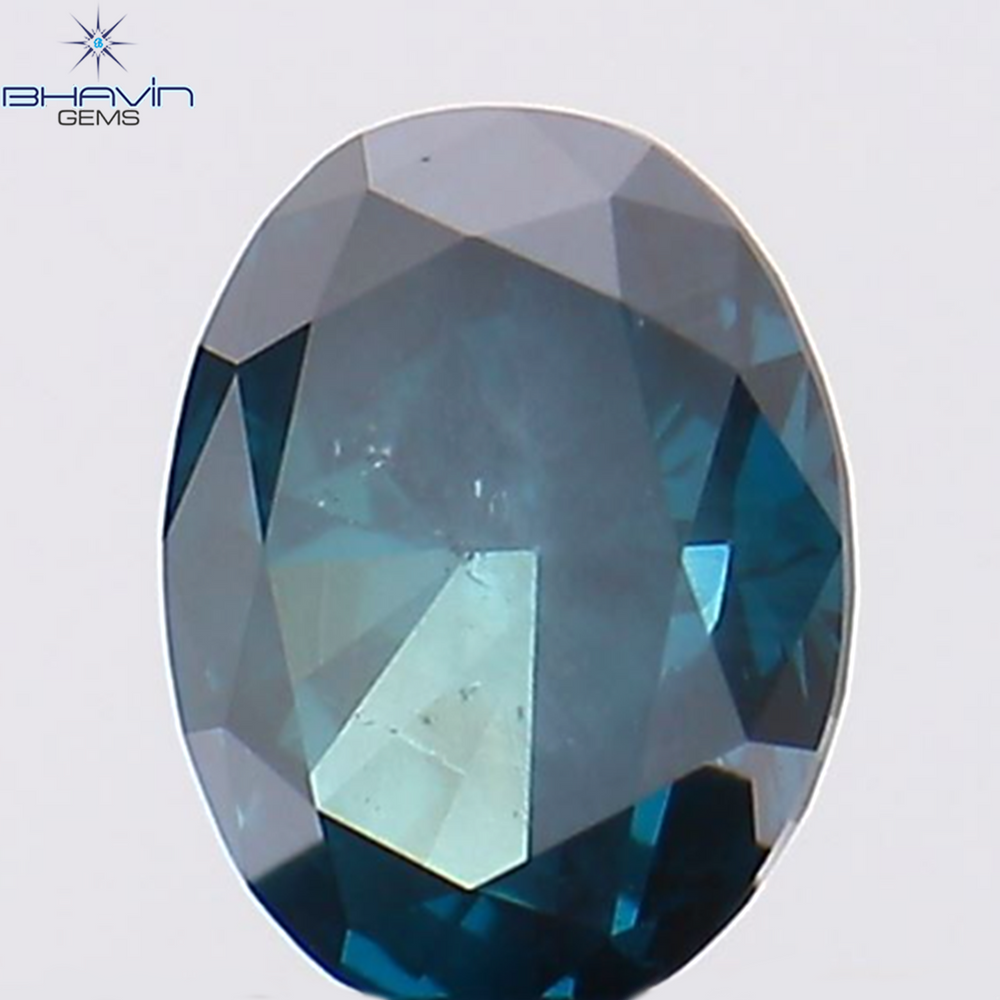 0.29 CT Oval Shape Natural Diamond Blue Color SI2 Clarity (4.55 MM)