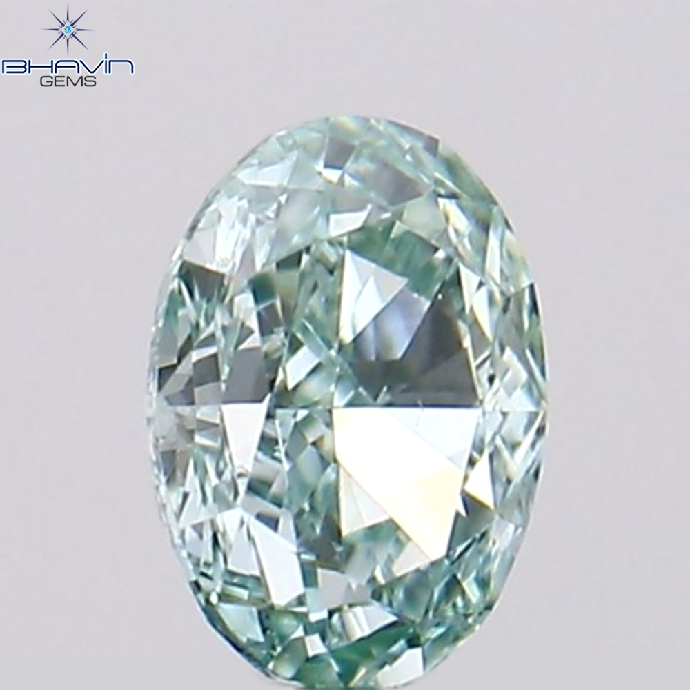 0.14 CT Natural Oval Diamond Enhanced Bluish Green Color Clarity VS1 (3.57 MM)