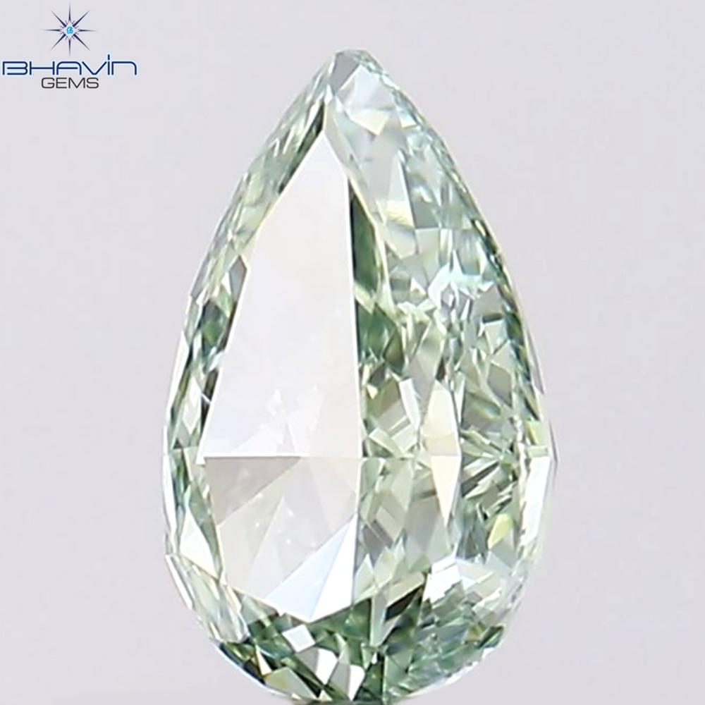 0.75 CT Pear Shape Natural Diamond Bluish Green Color VS2 Clarity (7.30 MM)