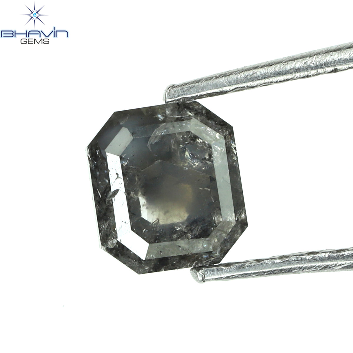 0.85 CT Natural Asscher Diamond Grey Color Clarity I3 (5.32 MM)