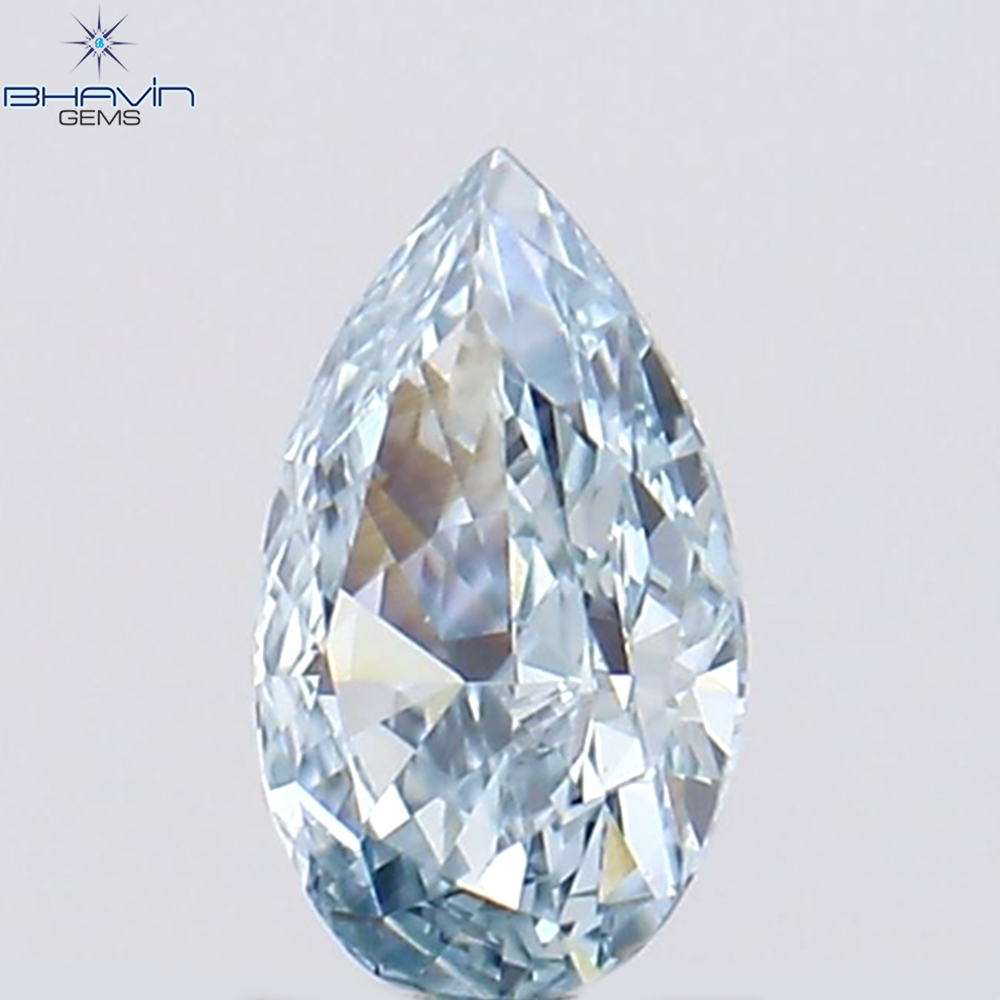0.15 CT Pear Shape Natural Diamond Greenish Blue Color VS1 Clarity (4.47 MM)