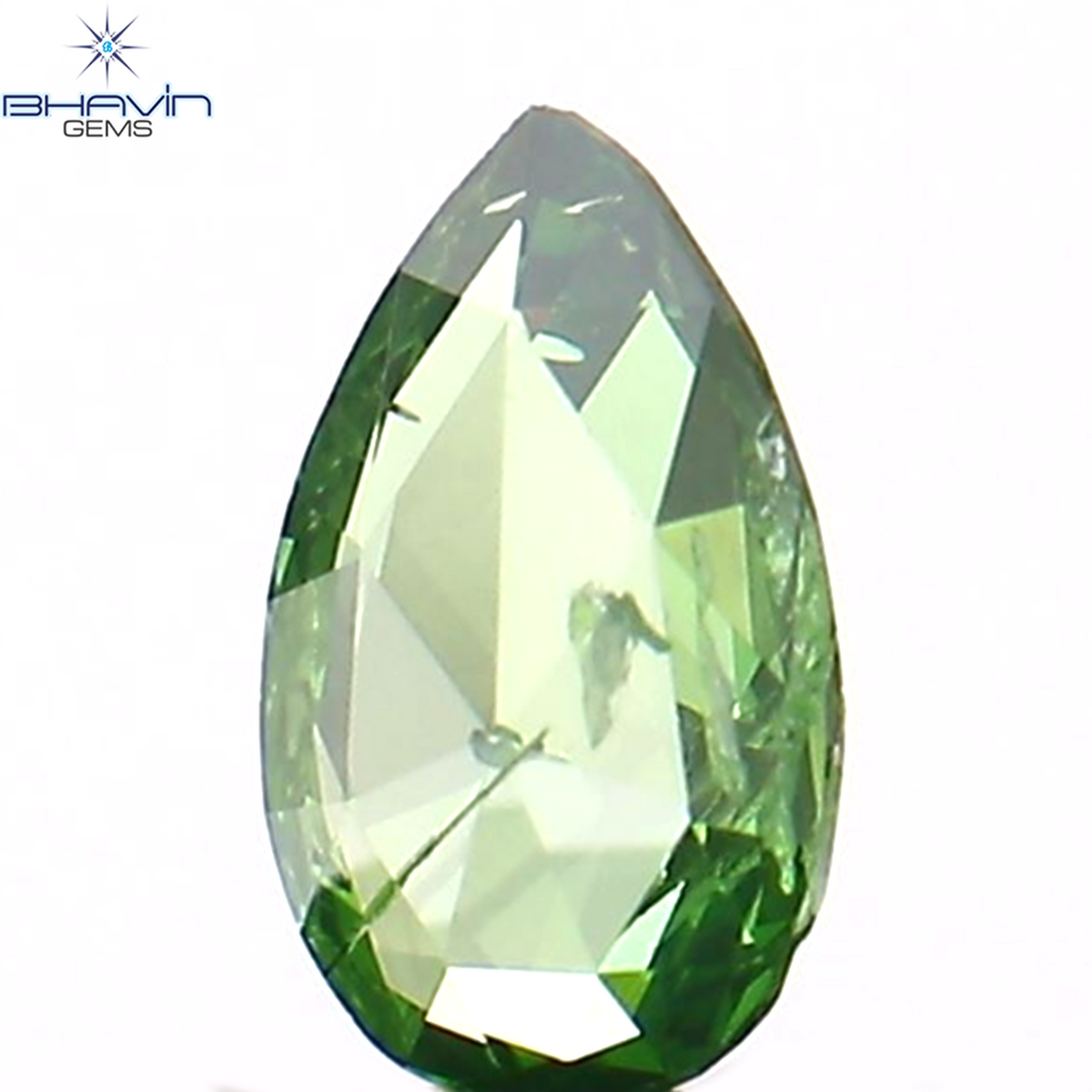 0.23 CT ペアシェイプ ナチュラル ダイヤモンド グリーン カラー I2 クラリティ (6.27 MM)