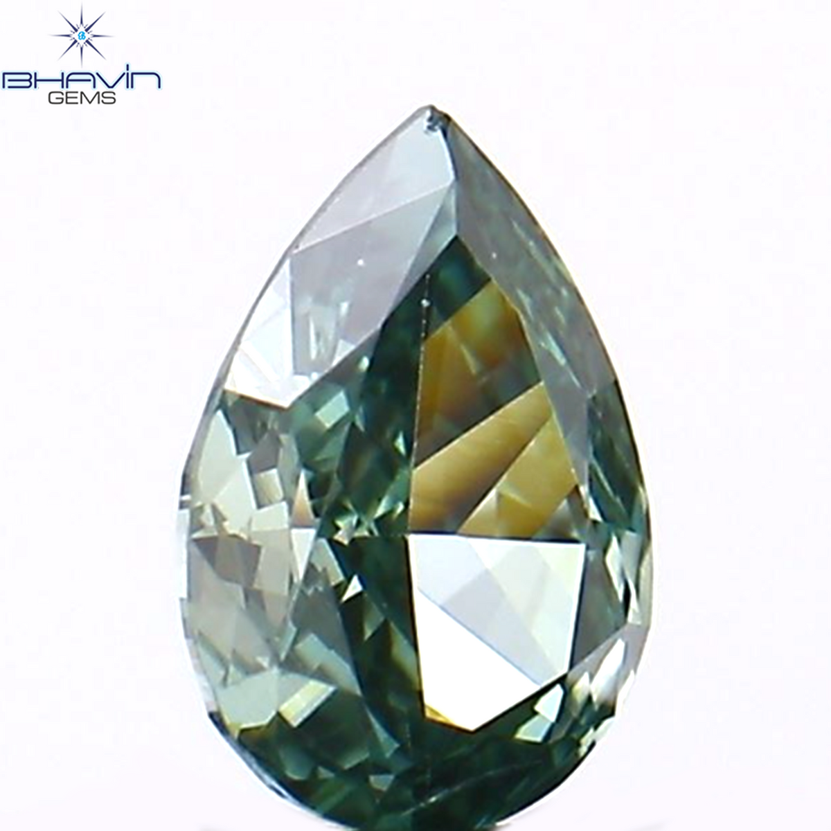 0.11 CT ペアシェイプ 天然ダイヤモンド グリーンカラー VS1 クラリティ (3.90 MM)
