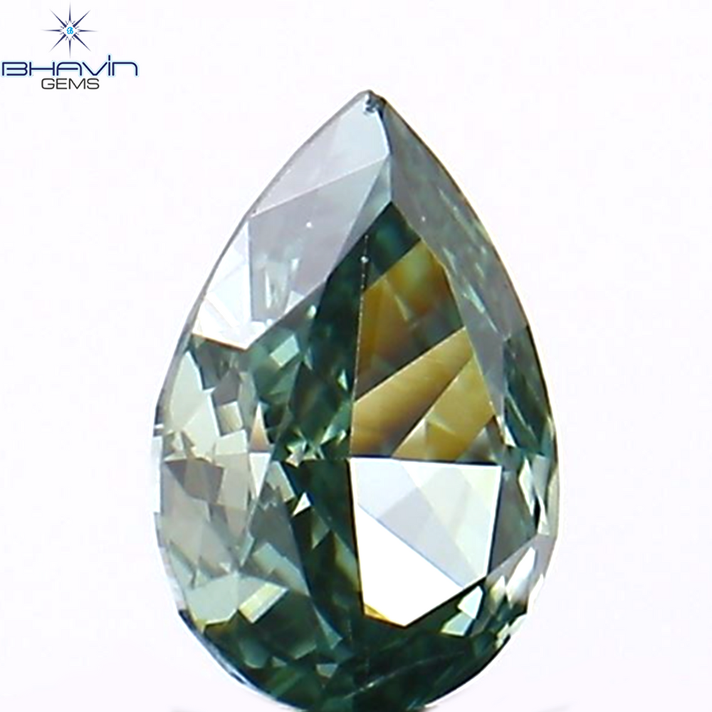 0.11 CT Pear Shape Natural Diamond Green Color VS1 Clarity (3.90 MM)