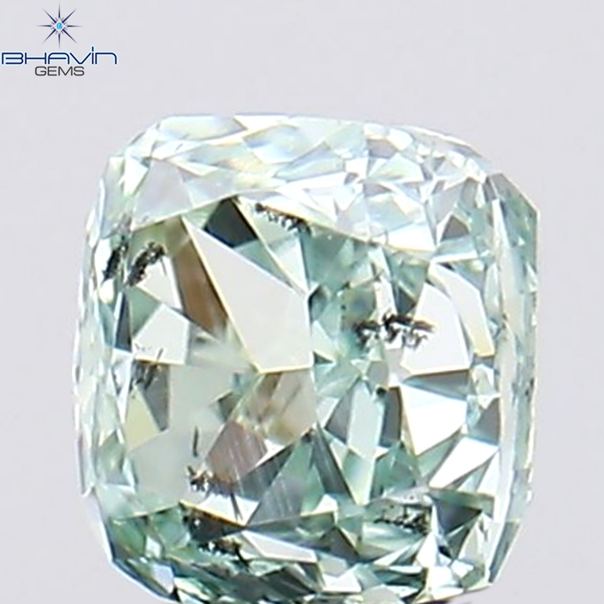 0.24 CT Natural Cushion Diamond Enhanced Bluish Green Color Clarity SI1 (3.18 MM)