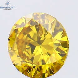 0.18 CT Round Shape Natural Diamond Vivid Yellow (Canary) Color SI1 Clarity (3.58 MM)