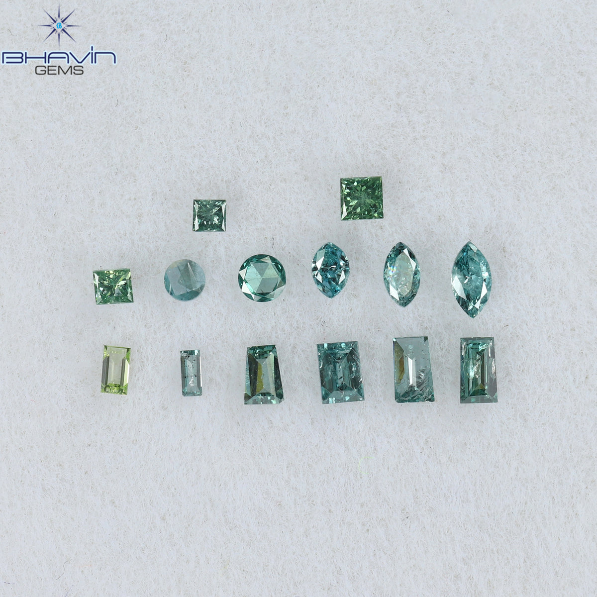 0.29 CT/14 Pcs Natural Mix Diamond Enhanced Blue Color Clarity SI (2.35 MM)
