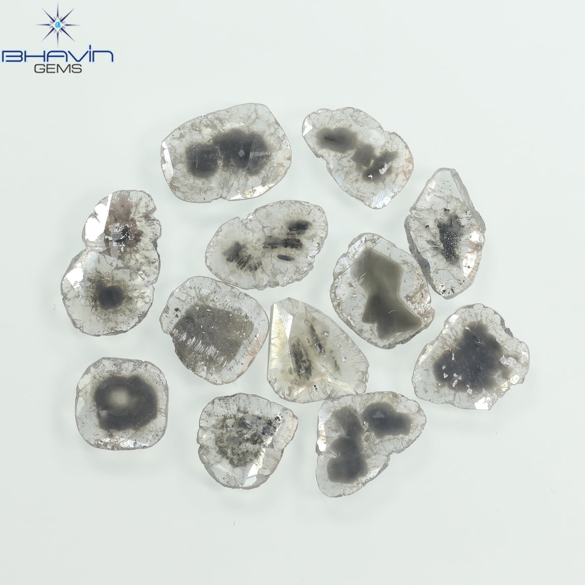 4.46 CT (12 Pcs) Slice Natural Diamond Salt And Pepper Color Clarity I3 (9.90 MM)