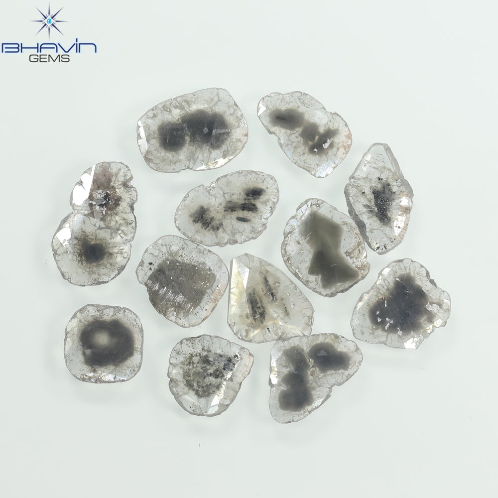 4.46 CT/12 個のスライス形状天然ダイヤモンド ソルト アンド ペッパー カラー I3 クラリティ (9.90 MM)
