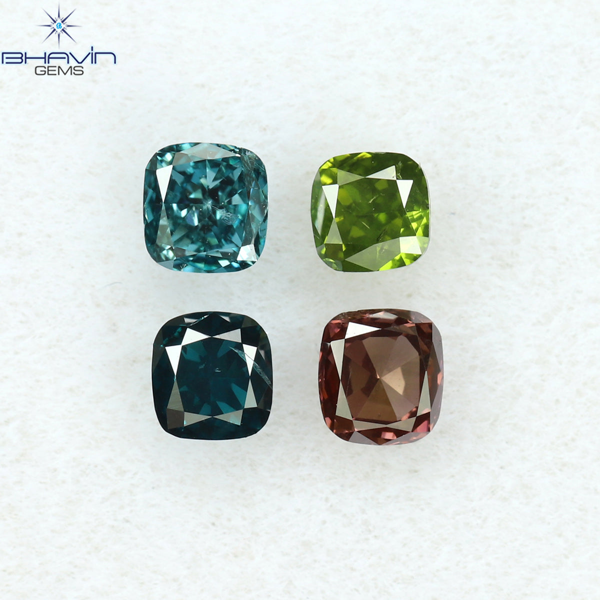0.42 CT/4 Pcs Natural Cushion Diamond Enhanced Mix Fancy Color Clarity SI1 (2.72 MM)