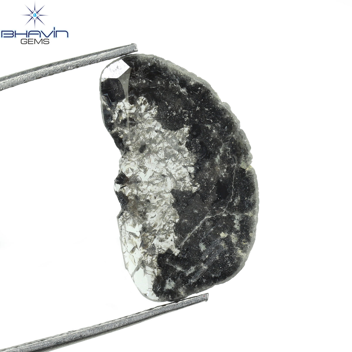 2.15 CT スライス シェイプ ナチュラル ダイヤモンド ソルト アンド ペッパー カラー I3 クラリティ (16.58 MM)