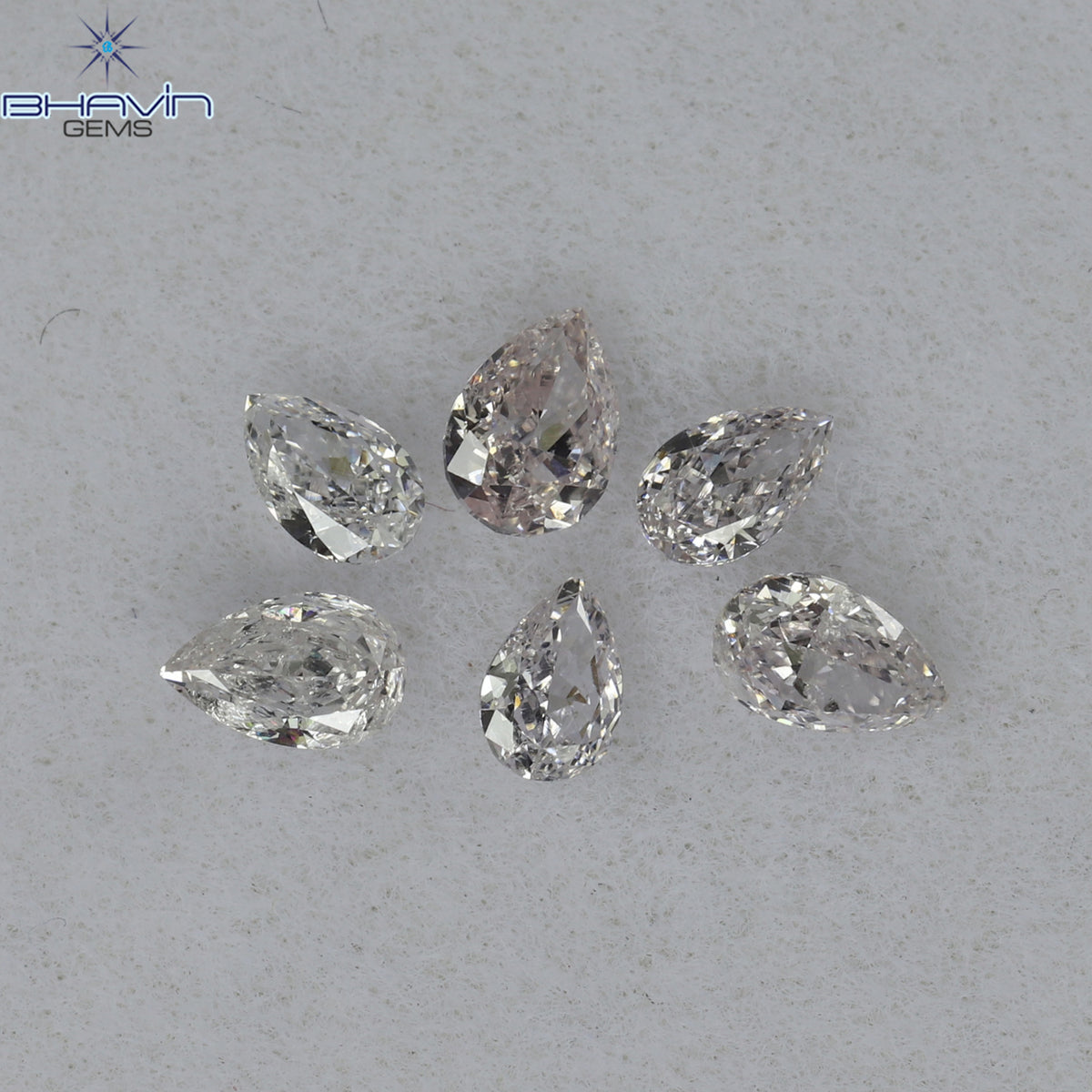 0.61 CT/6 ピース ペアシェイプ ナチュラル ダイヤモンド ミックス カラー VS2 クラリティ (3.97 MM)