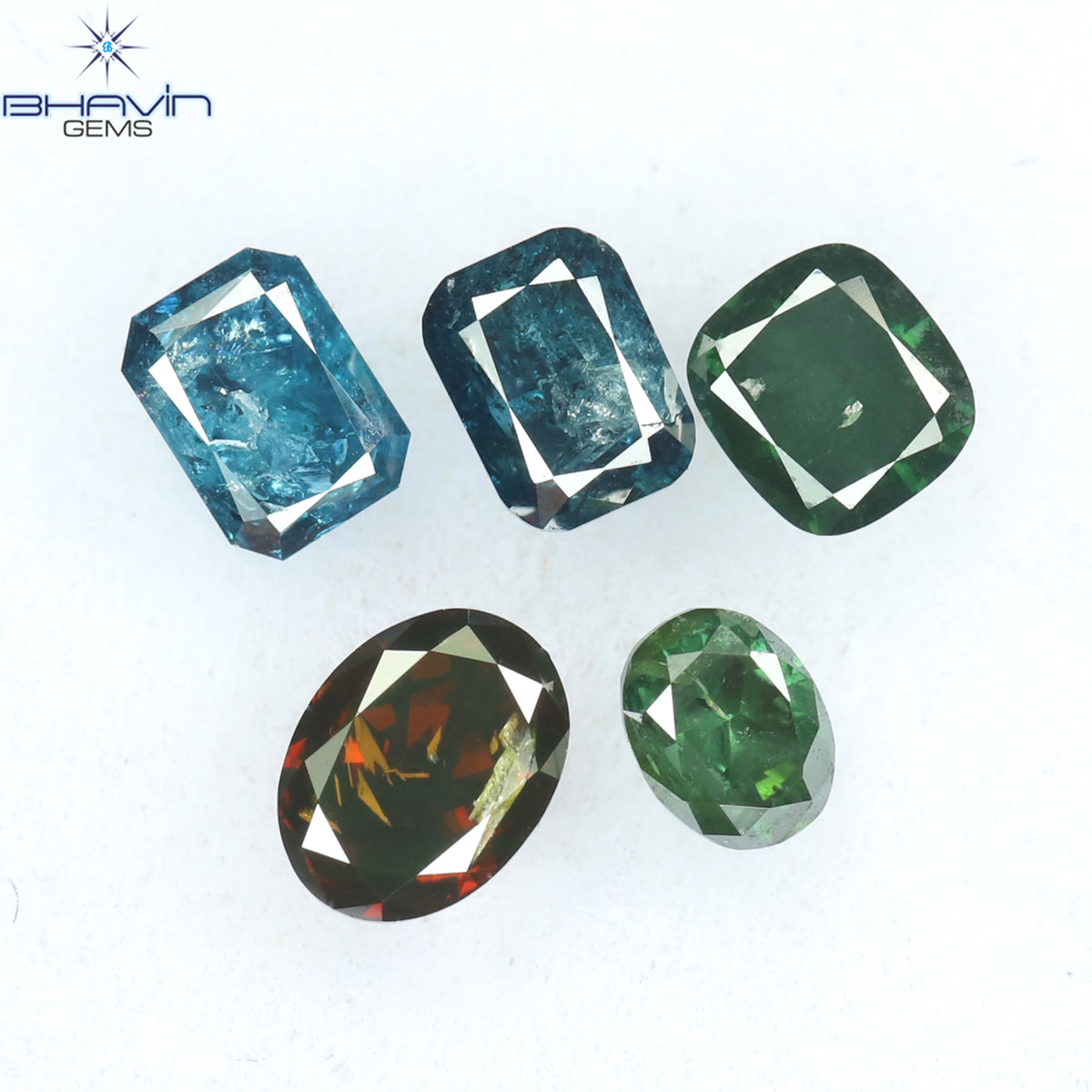 0.81 CT/5 Pcs Natural Mix Diamond Enhanced Mix Color Clarity SI-I2 (4.10 MM)