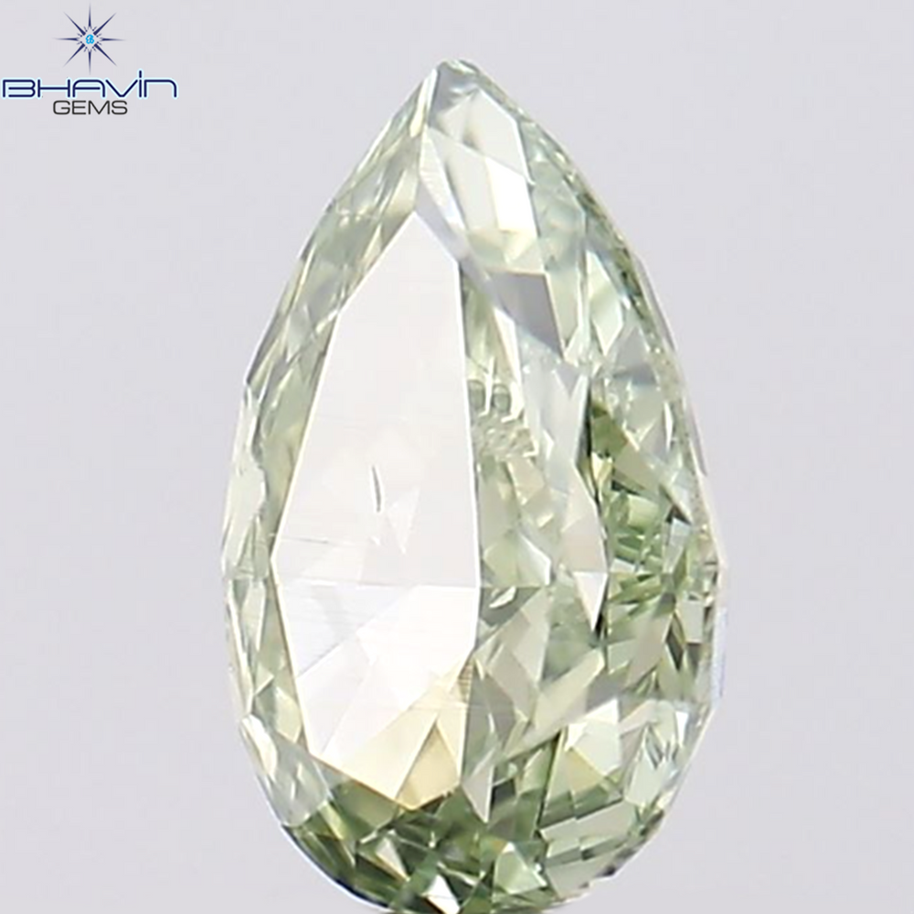 0.53 CT Pear Shape Natural Diamond Green Color VS2 Clarity (6.41 MM)