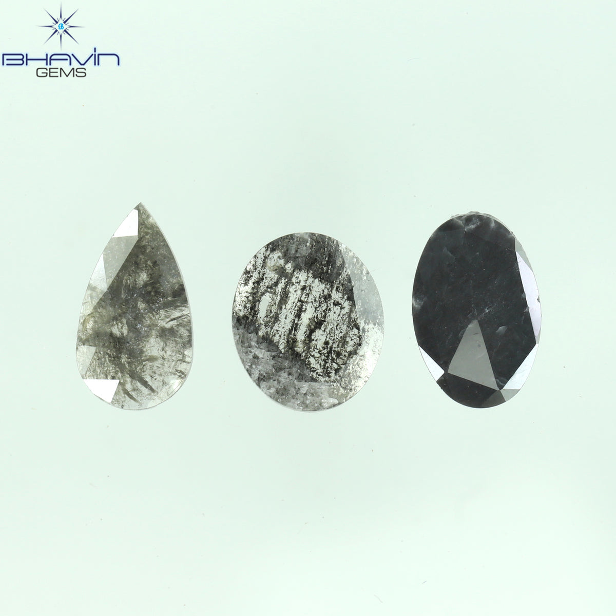 0.97 CT/3 Pcs Natural Mix Slice Diamond Salt And Pepper Color Clarity I3 (7.50 MM)