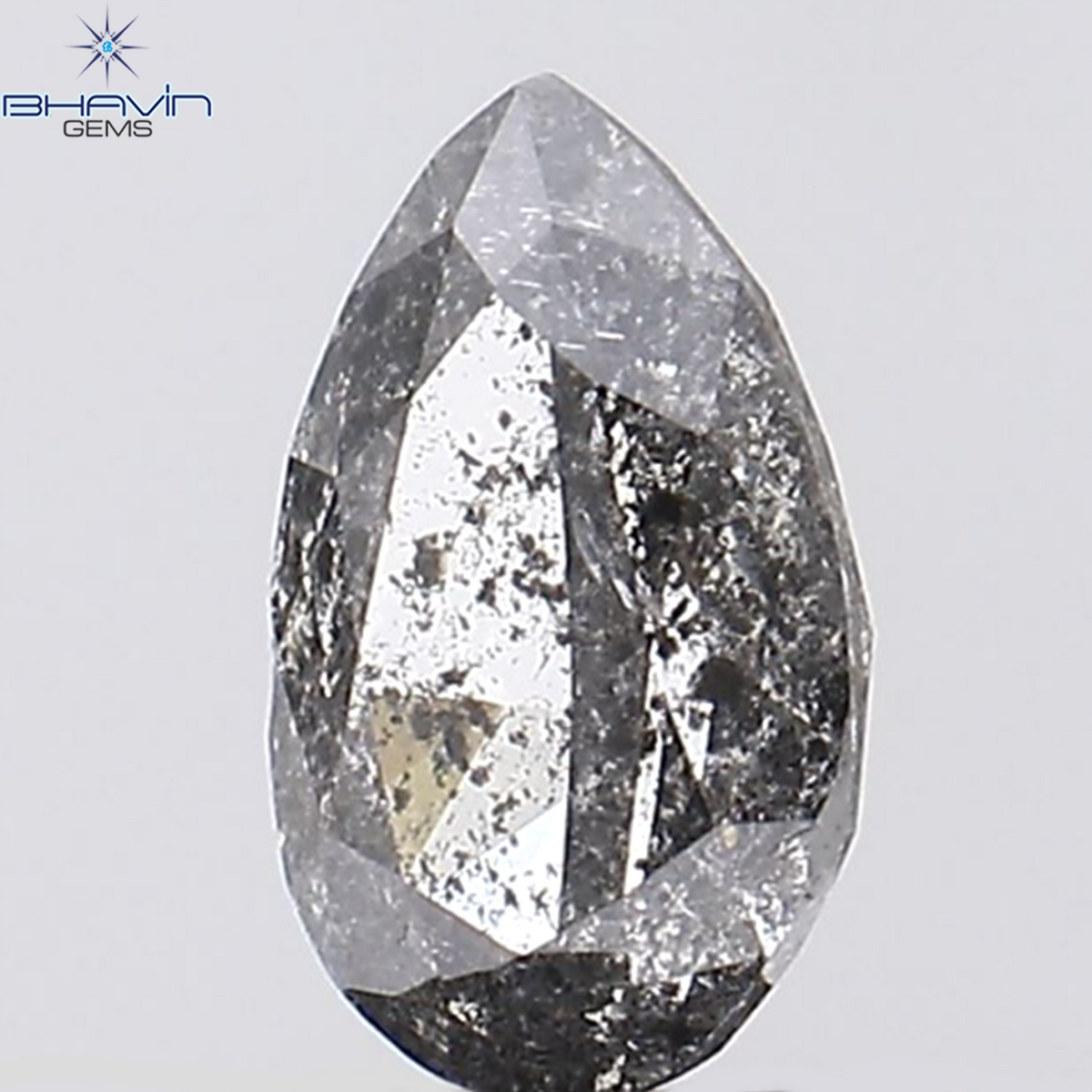 0.39 CT ペアシェイプ ナチュラル ルース ダイヤモンド ソルト アンド ペッパー カラー I3 クラリティ (5.27 MM)