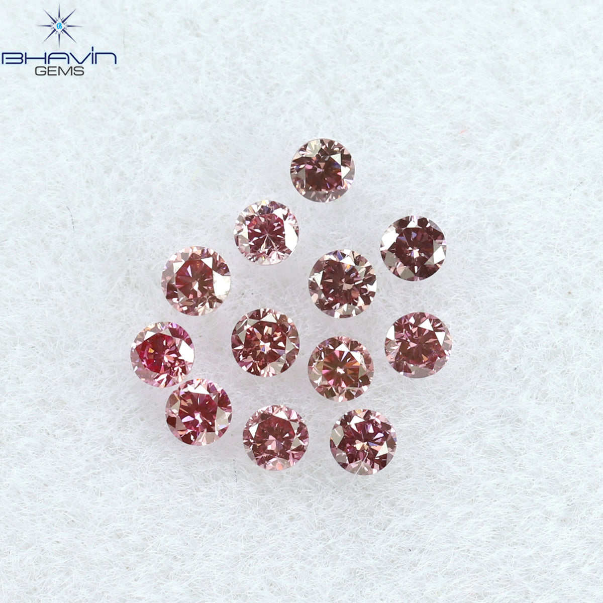 0.18 CT/12 PCS ラウンド ダイヤモンド エンハンスト ピンク カラー ナチュラル ダイヤモンド I3 クラリティ (1.50 MM)