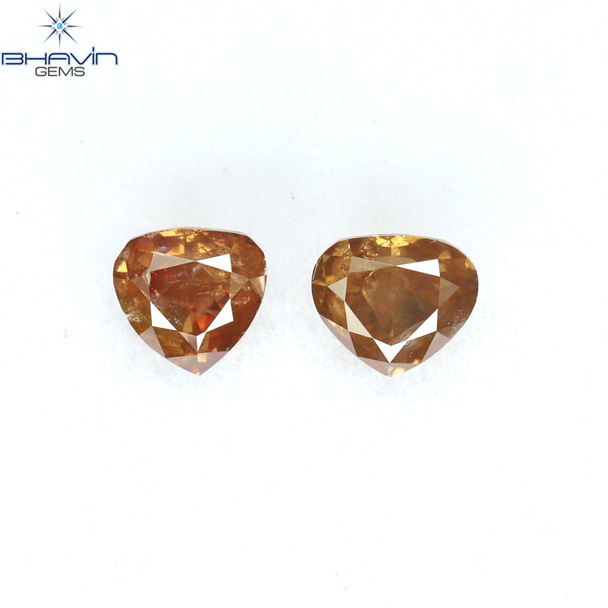 0.41 CT/2 ピース ハートシェイプ ナチュラル ルース ダイヤモンド ピンク カラー I1 クラリティ (3.84 MM)