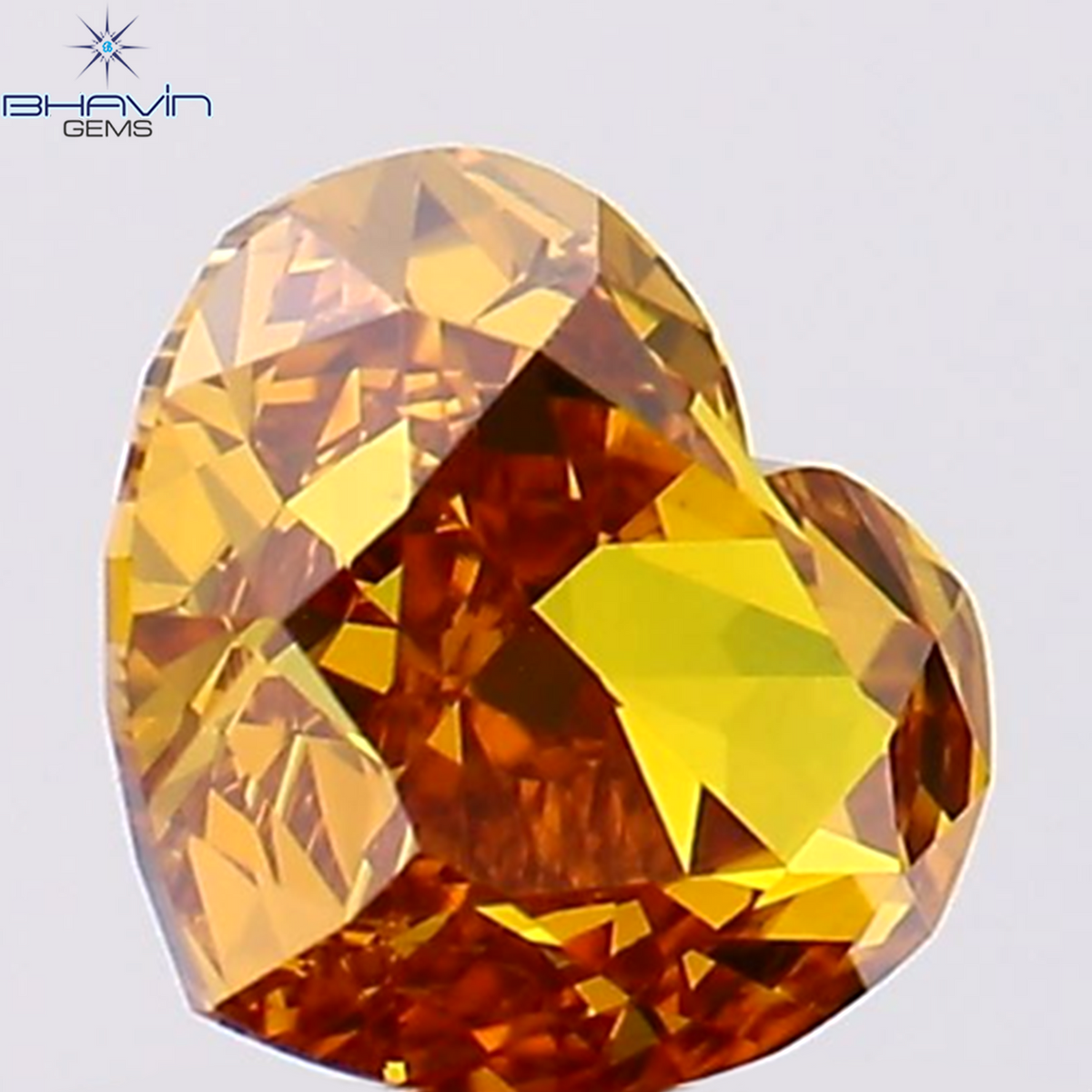 0.74 CT Natural Heart Diamond Enhanced Orange Color Clarity VS2 (5.75 MM)