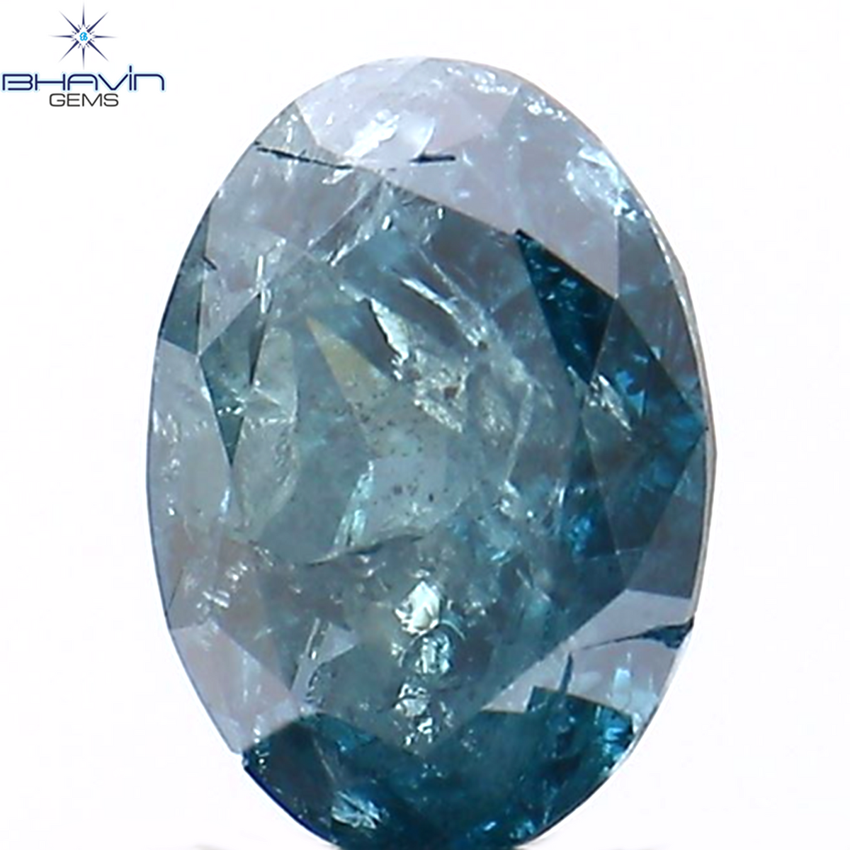 0.45 CT Natural Oval Diamond Enhanced Blue Color Clarity I3 (5.63 MM)