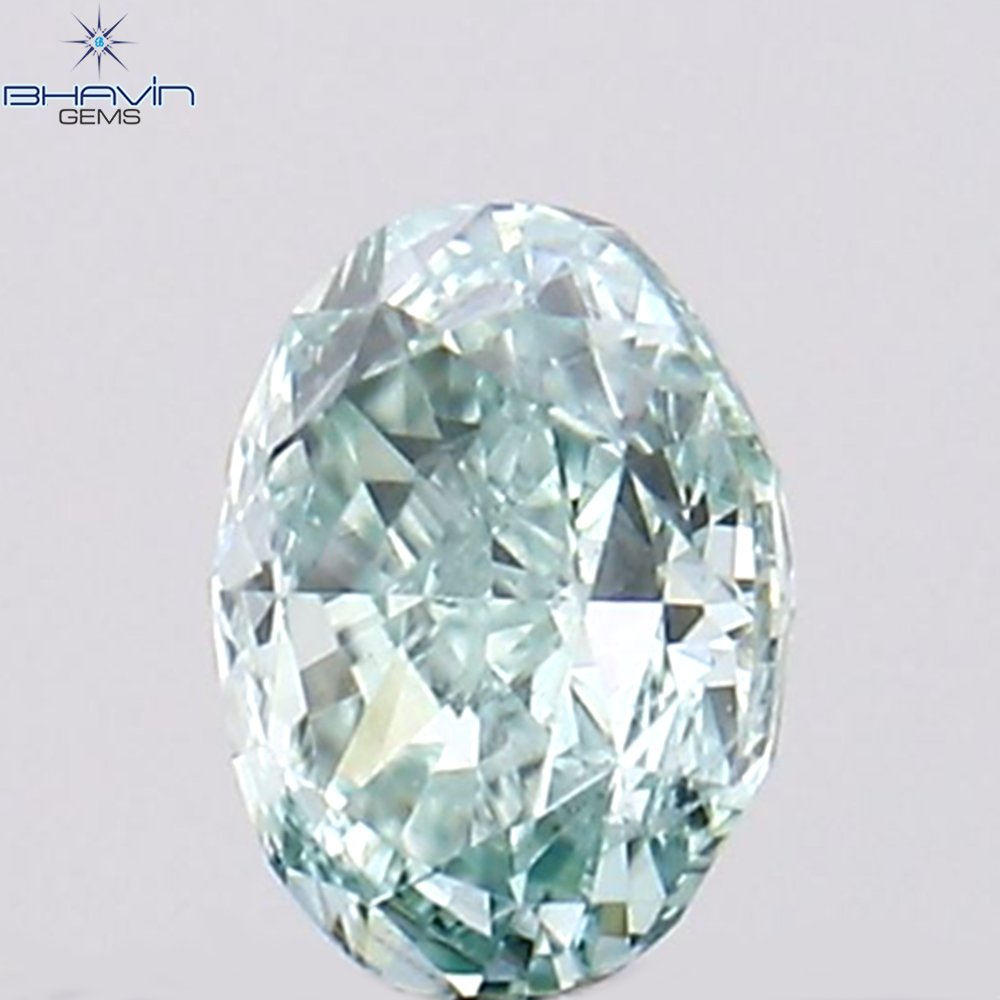 0.10 CT Natural Oval Diamond Enhanced Bluish Green Color Clarity VS1 (3.57 MM)