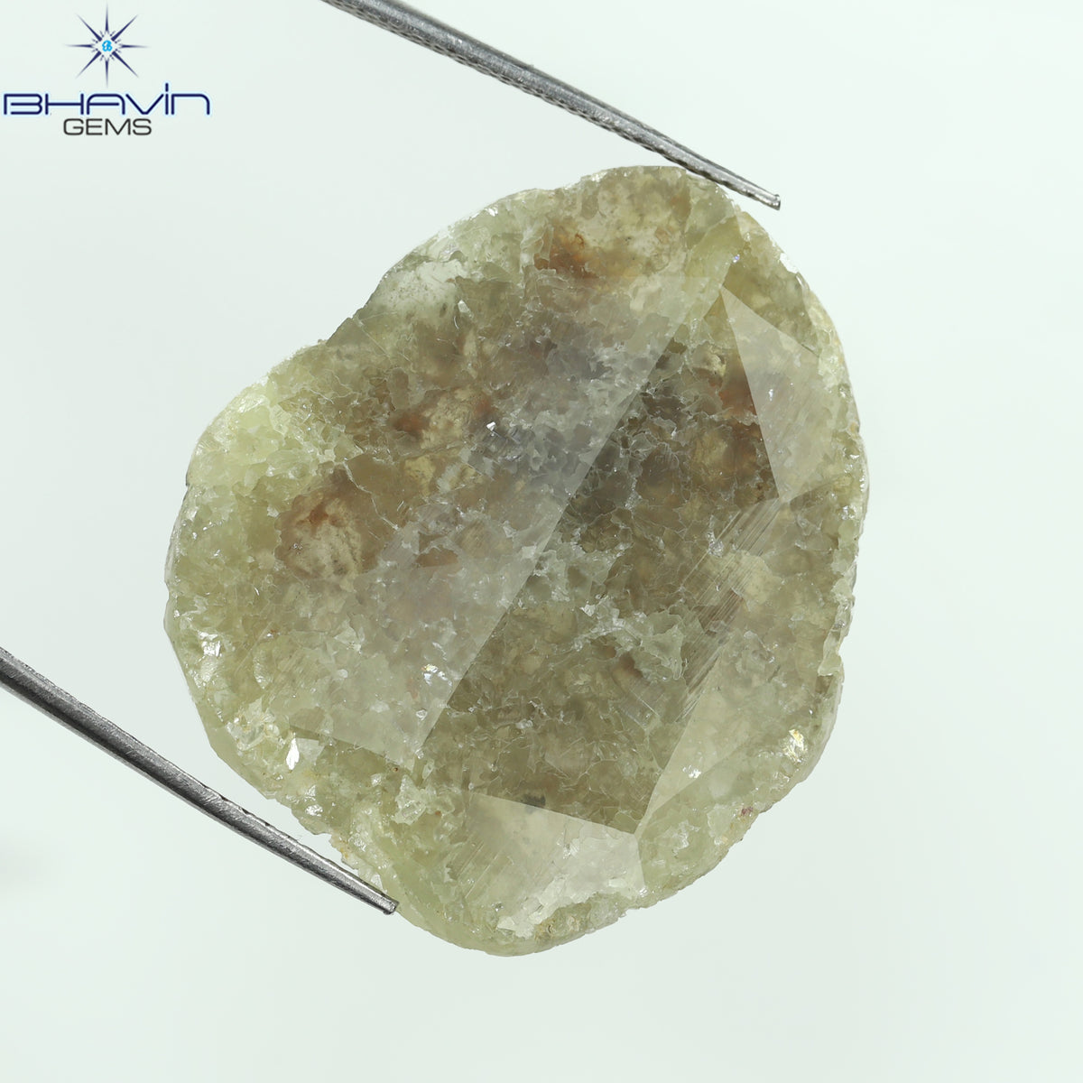 18.75 CT スライス シェイプ ナチュラル ダイヤモンド ソルト アンド ペッパー カラー I3 クラリティ (31.00 MM)