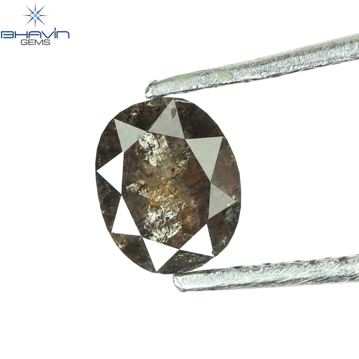 0.43 CT オーバルシェイプ ナチュラル ダイヤモンド ソルト アンド パッパー カラー I3 クラリティ (5.18 MM)