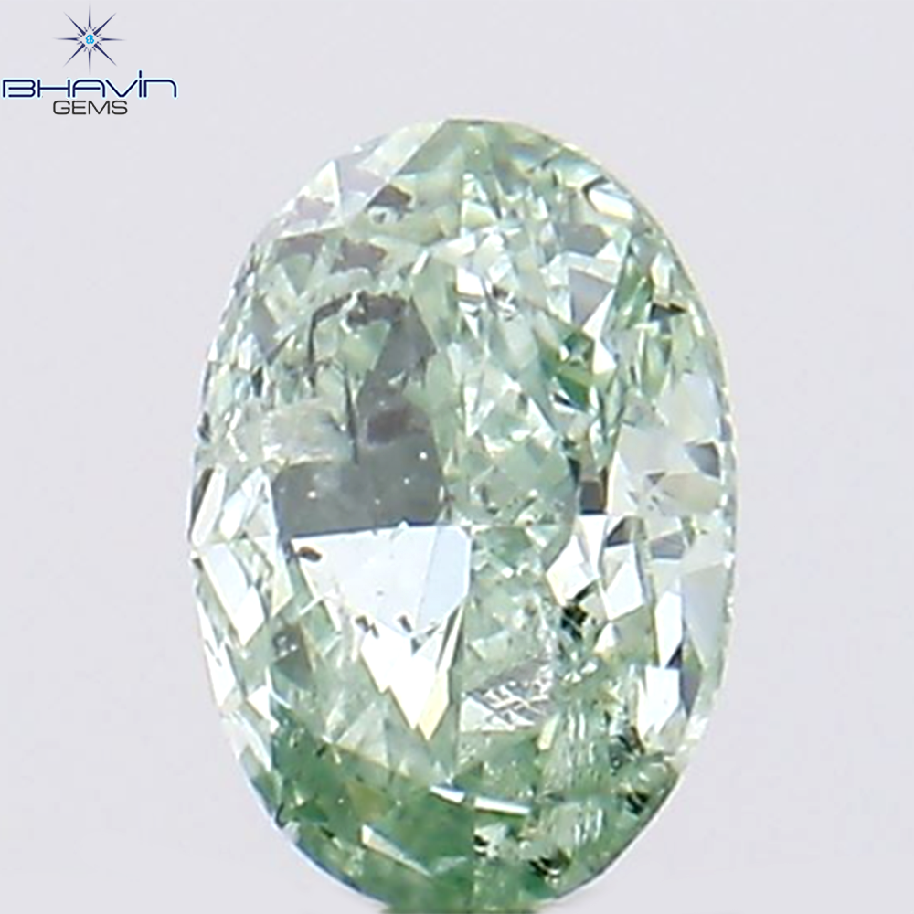 0.14 CT Oval Shape Natural Diamond Bluish Green Color SI2 Clarity (3.92 MM)