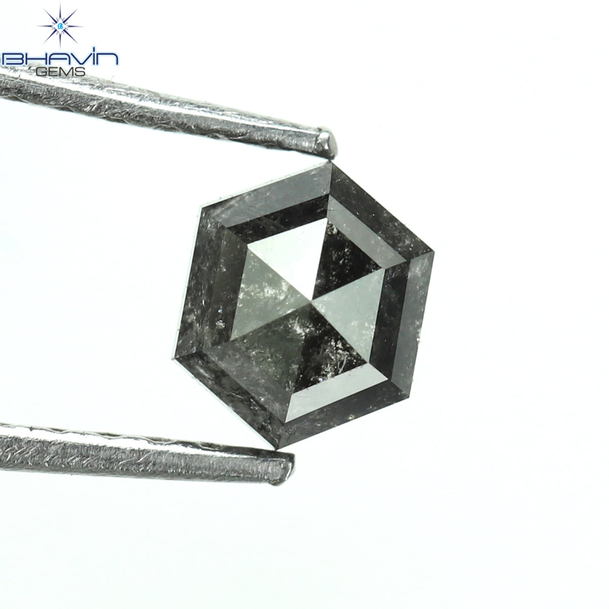 0.62 CT Natural Hexagon Diamond Salt And Pepper Color Clarity I3 (5.09 MM)