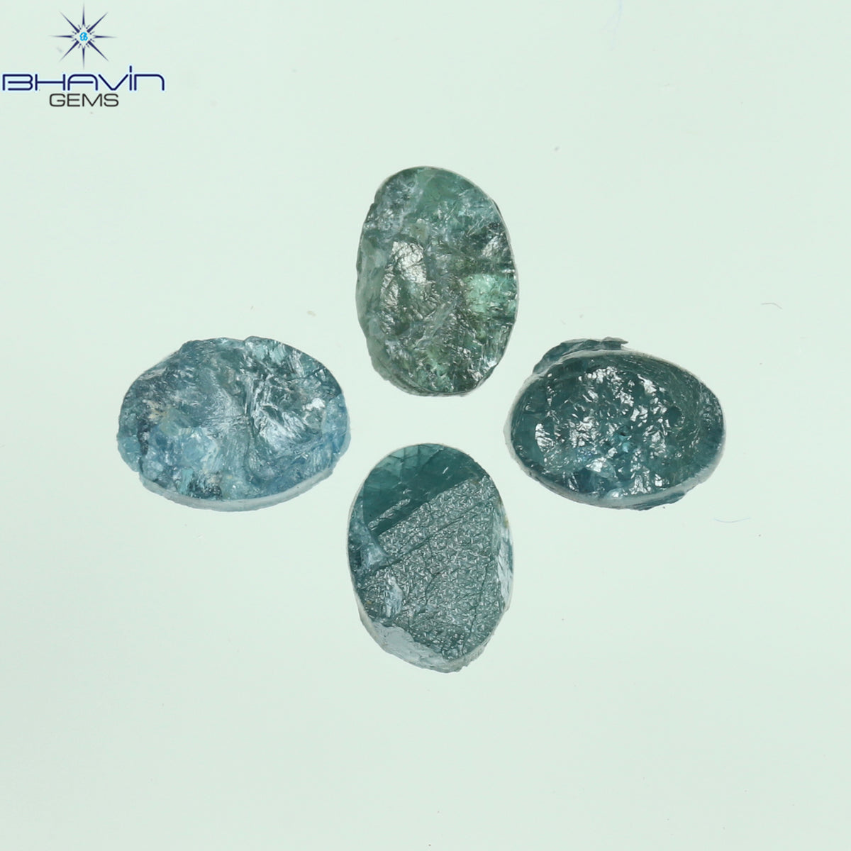 1.05 CT、ノーカット ポルキ シェイプ、天然ダイヤモンド、ブルー カラー、I3 クラリティ (5.42 MM)