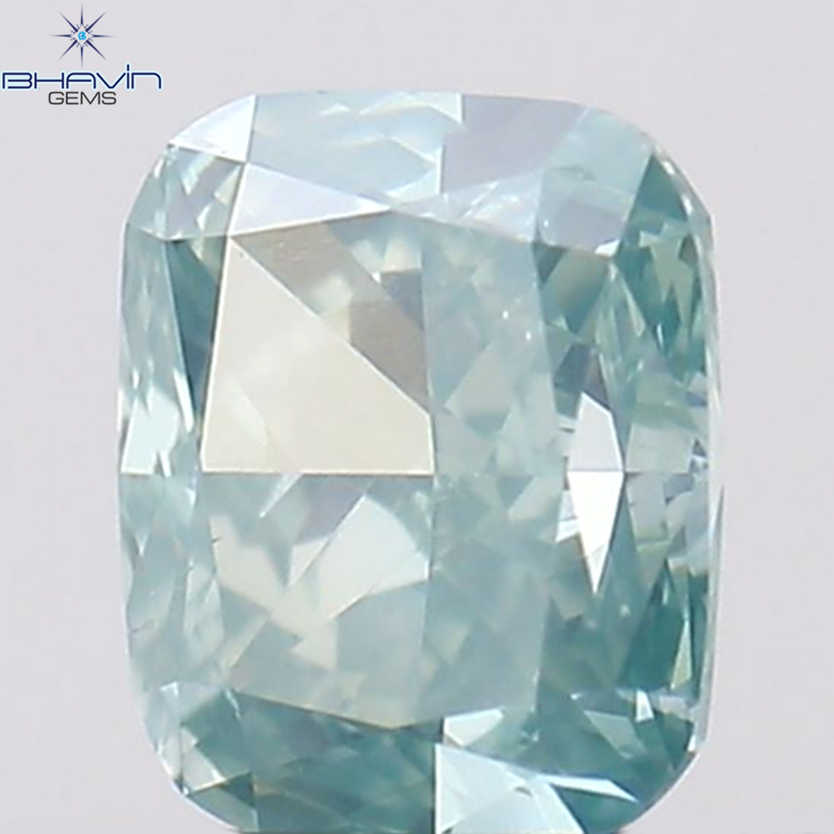 0.23 CT クッション シェイプ 天然ダイヤモンド グリーンがかったブルー カラー VS2 クラリティ (3.30 MM)