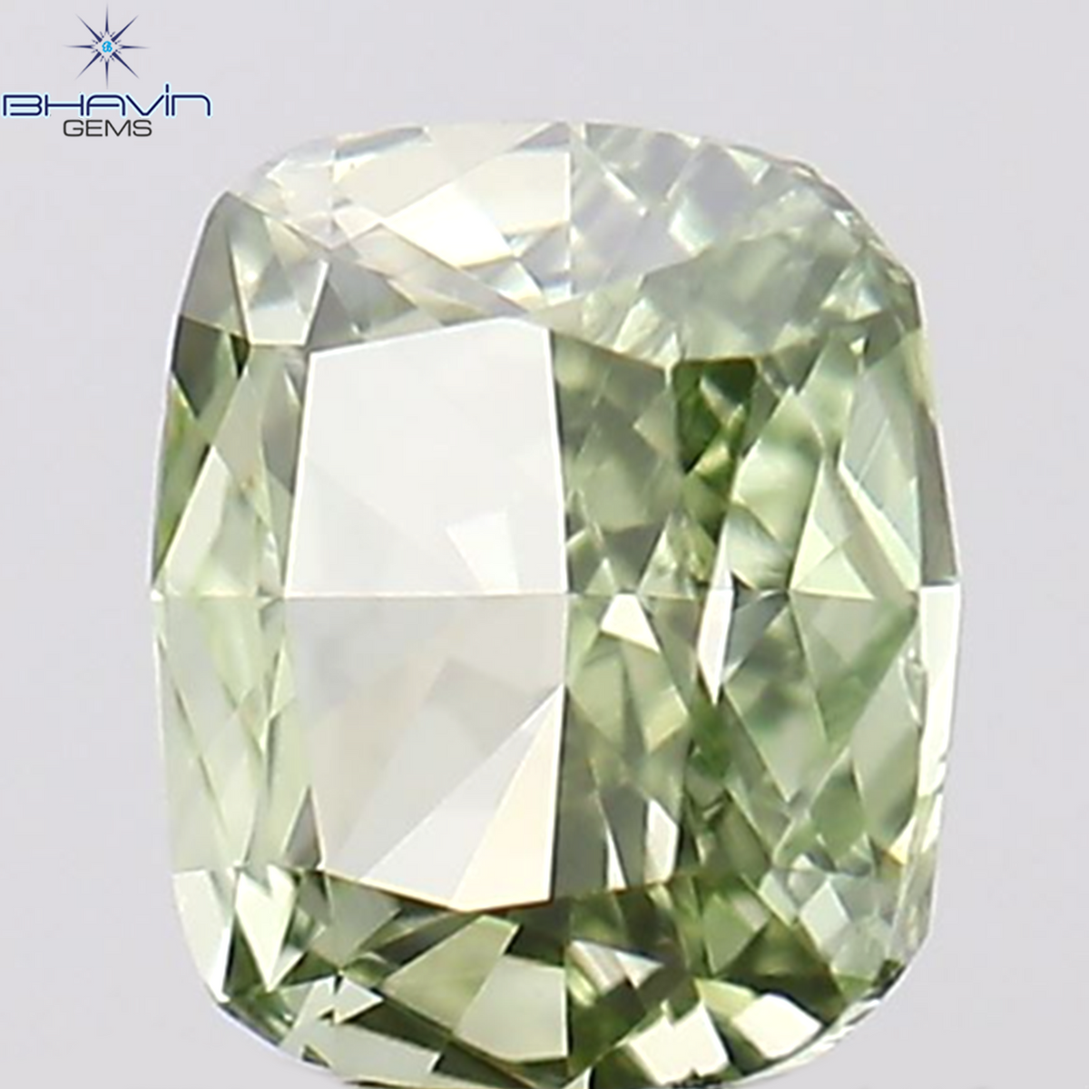 0.26 CT Natural Cushion Diamond Enhanced Green Color Clarity VS1 (4.00 MM)
