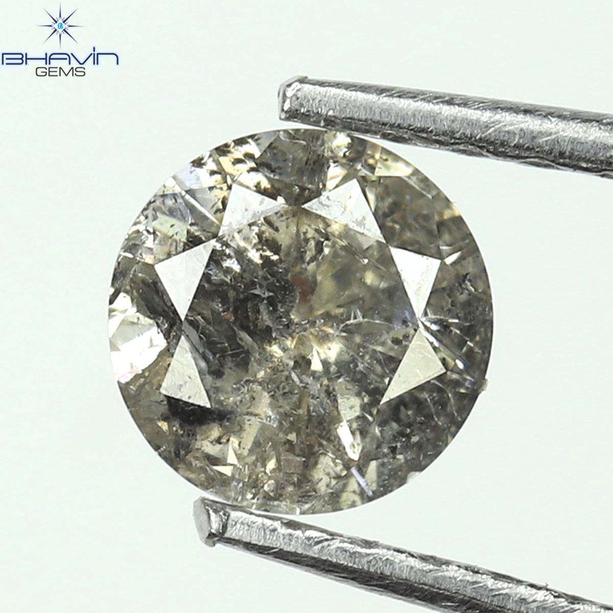 0.41 CT ラウンド シェイプ ナチュラル ルース ダイヤモンド ソルト アンド ペッパー カラー I3 クラリティ (4.77 MM)