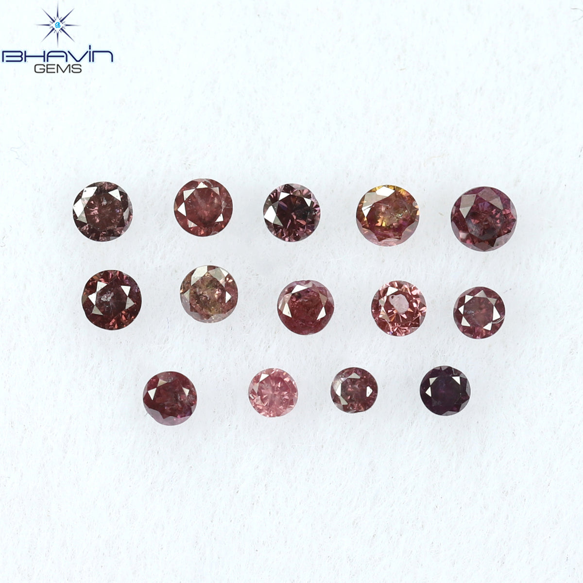 0.20 CT/14 個 ラウンド シェイプ ナチュラル ルース ダイヤモンド ピンク カラー I1 クラリティ (1.50 MM)