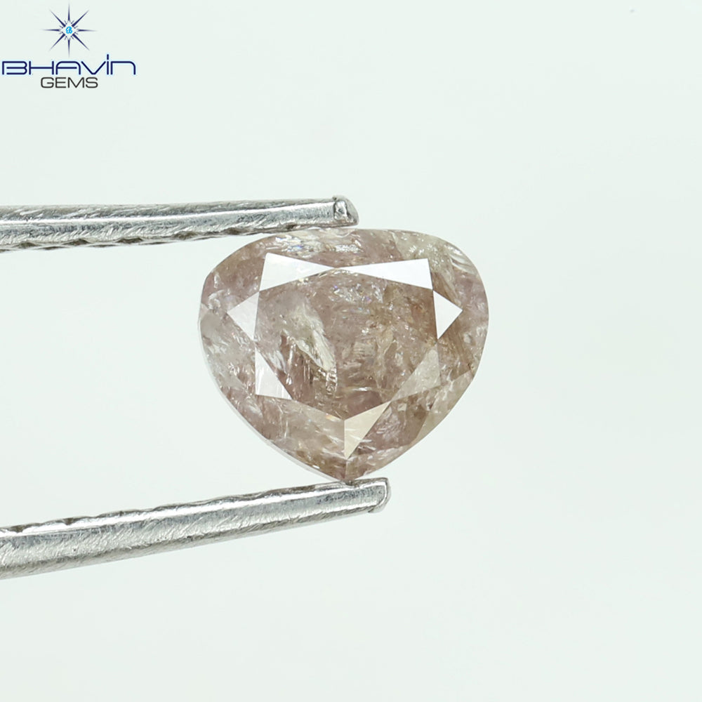 0.53 CT Heart Shape Natural Diamond Pink Color I3 Clarity (4.95 MM)