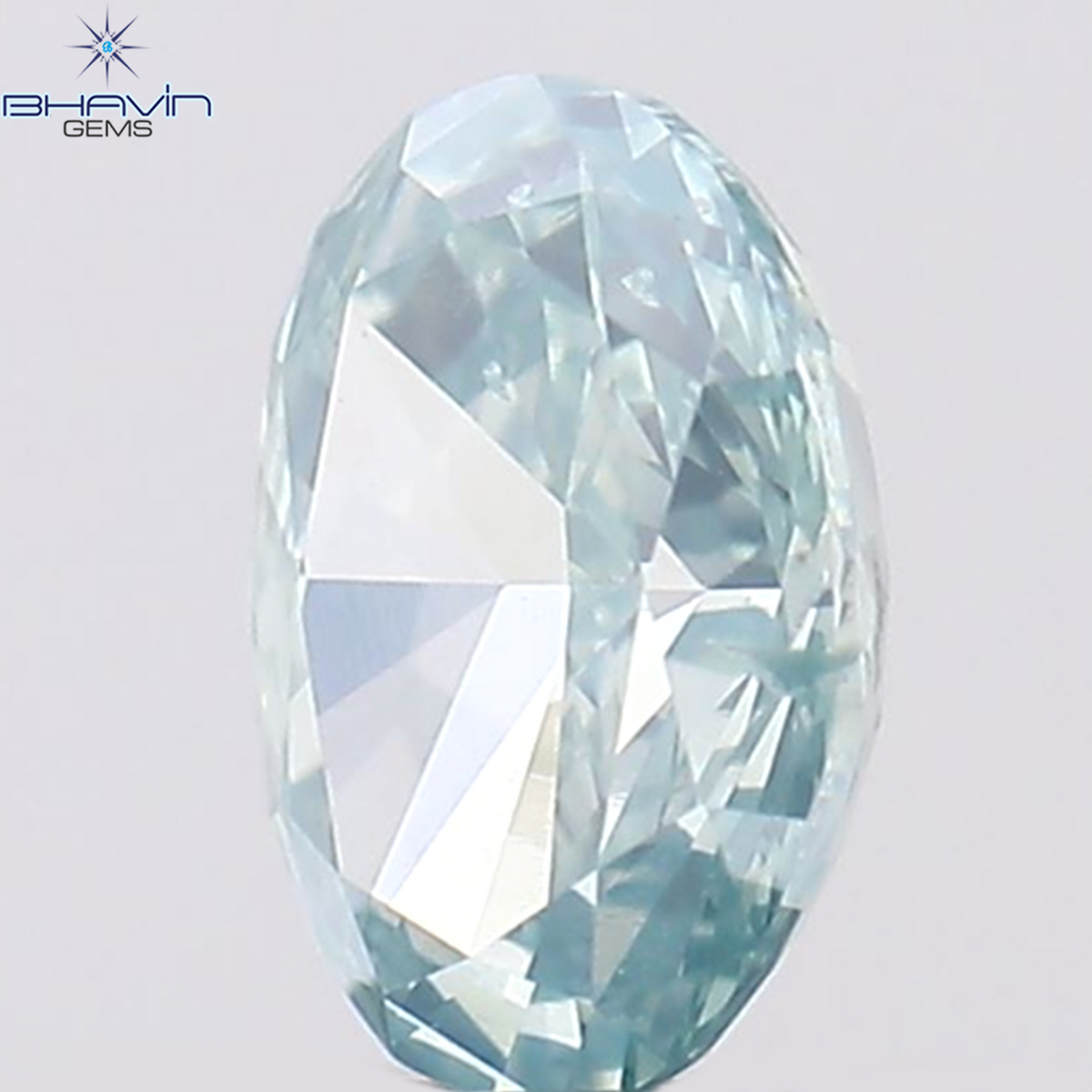 0.37 CT オーバル シェイプ ナチュラル ダイヤモンド グリーンがかったブルー カラー SI1 クラリティ (5.36 MM)