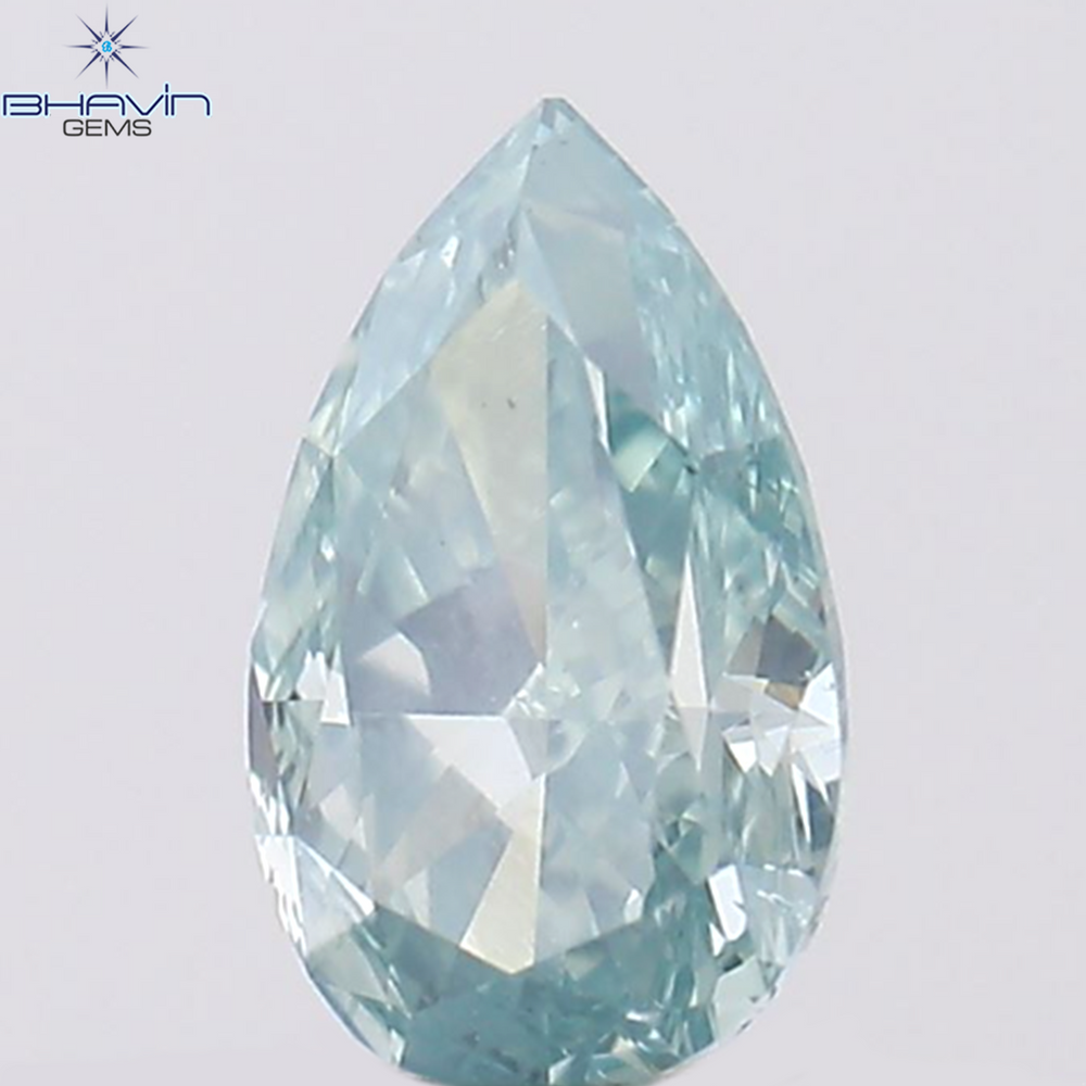 0.29 CT Pear Shape Natural Diamond Greenish Blue Color VS2 Clarity (5.34 MM)